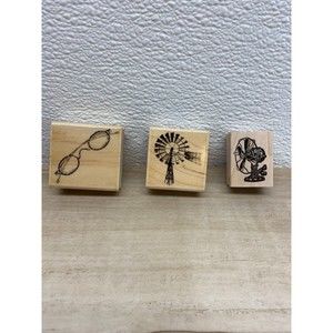 Mixed Brands Set Of 3 Wood Mounted Rubber Stamps